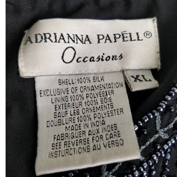 Adrianna Papell SILK Black Beaded Occasion Zip Back Tank Excellent! Size XL - Picture 5 of 5